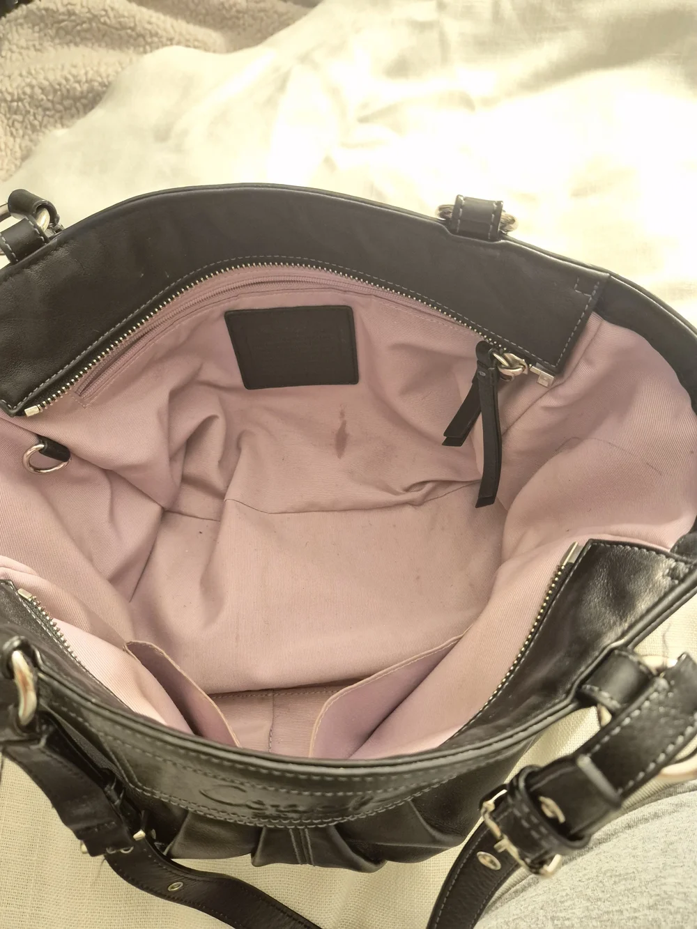 Coach Black Leather Pleated Shoulder Bag - Picture 6 of 7